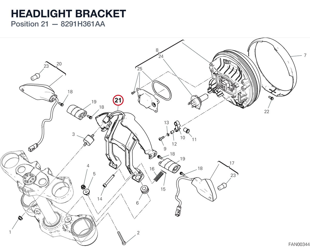 HEADLIGHT BRACKET 8291H361AA diagram position