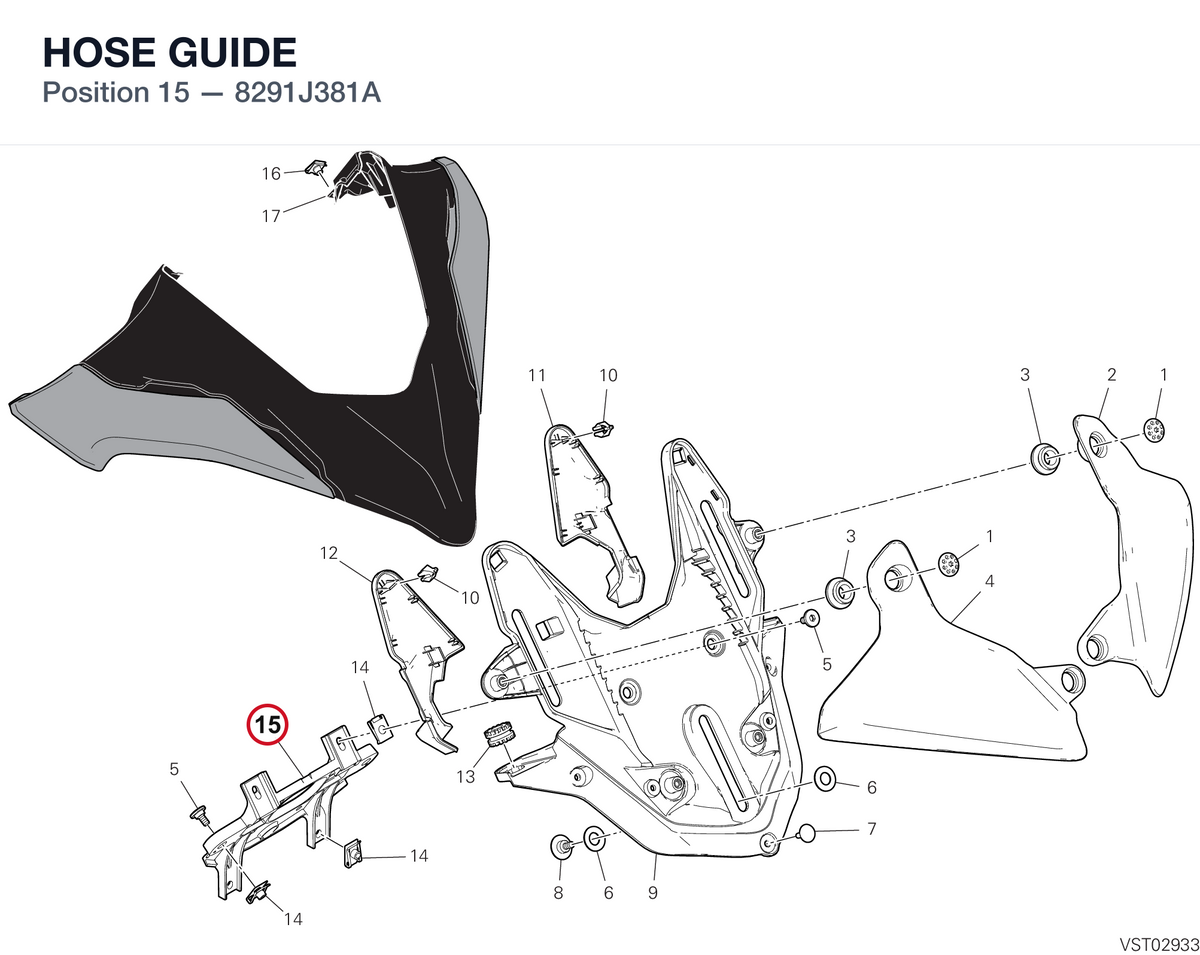 HOSE GUIDE 8291J381A diagram position