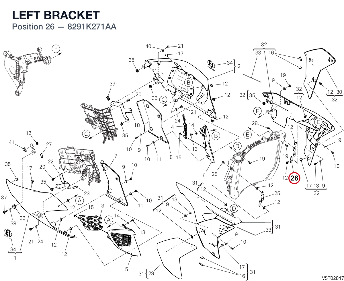 LEFT BRACKET 8291K271AA diagram position