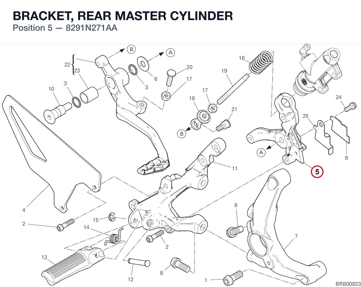 BRACKET, REAR MASTER CYLINDER 8291N271AA diagram position
