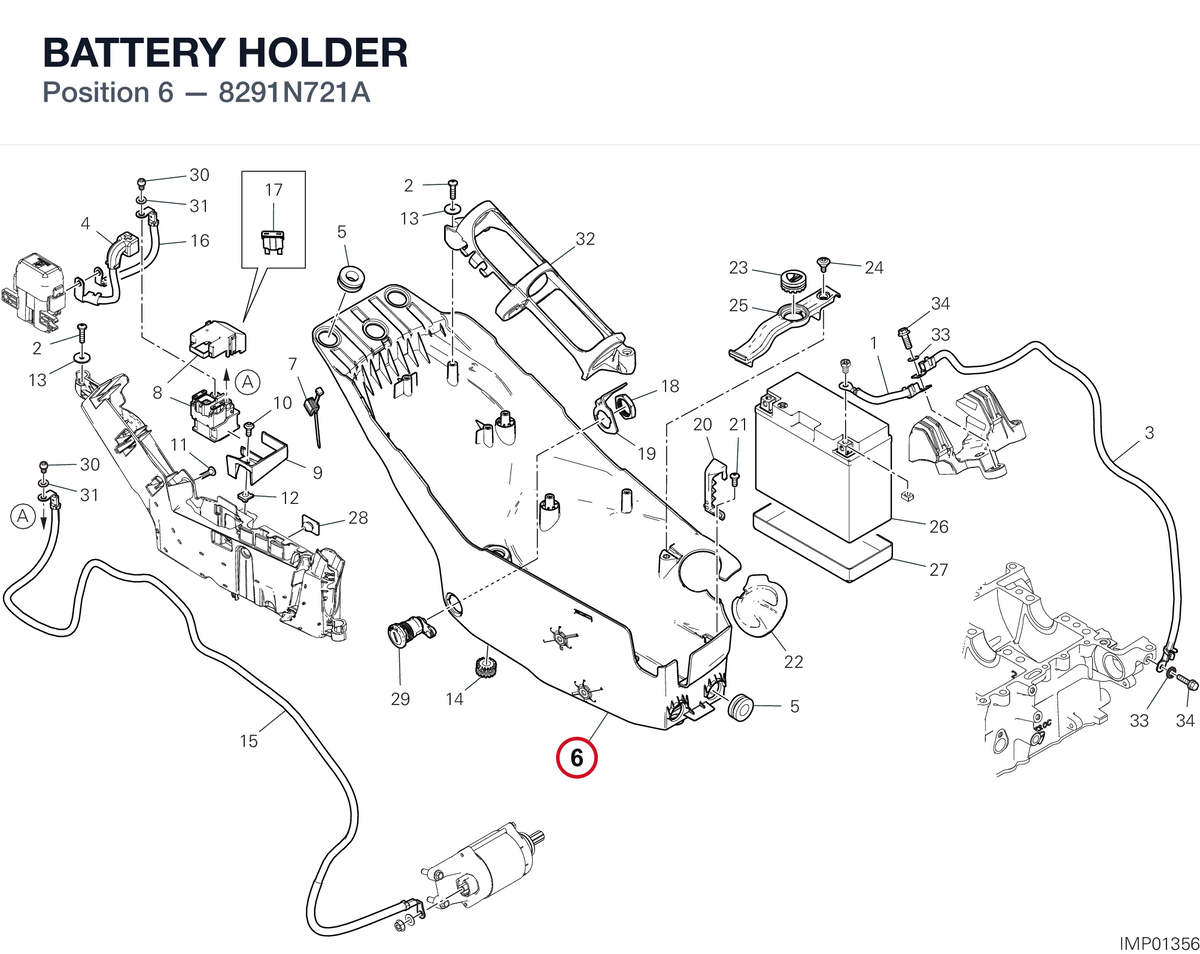BATTERY HOLDER 8291N721A diagram position