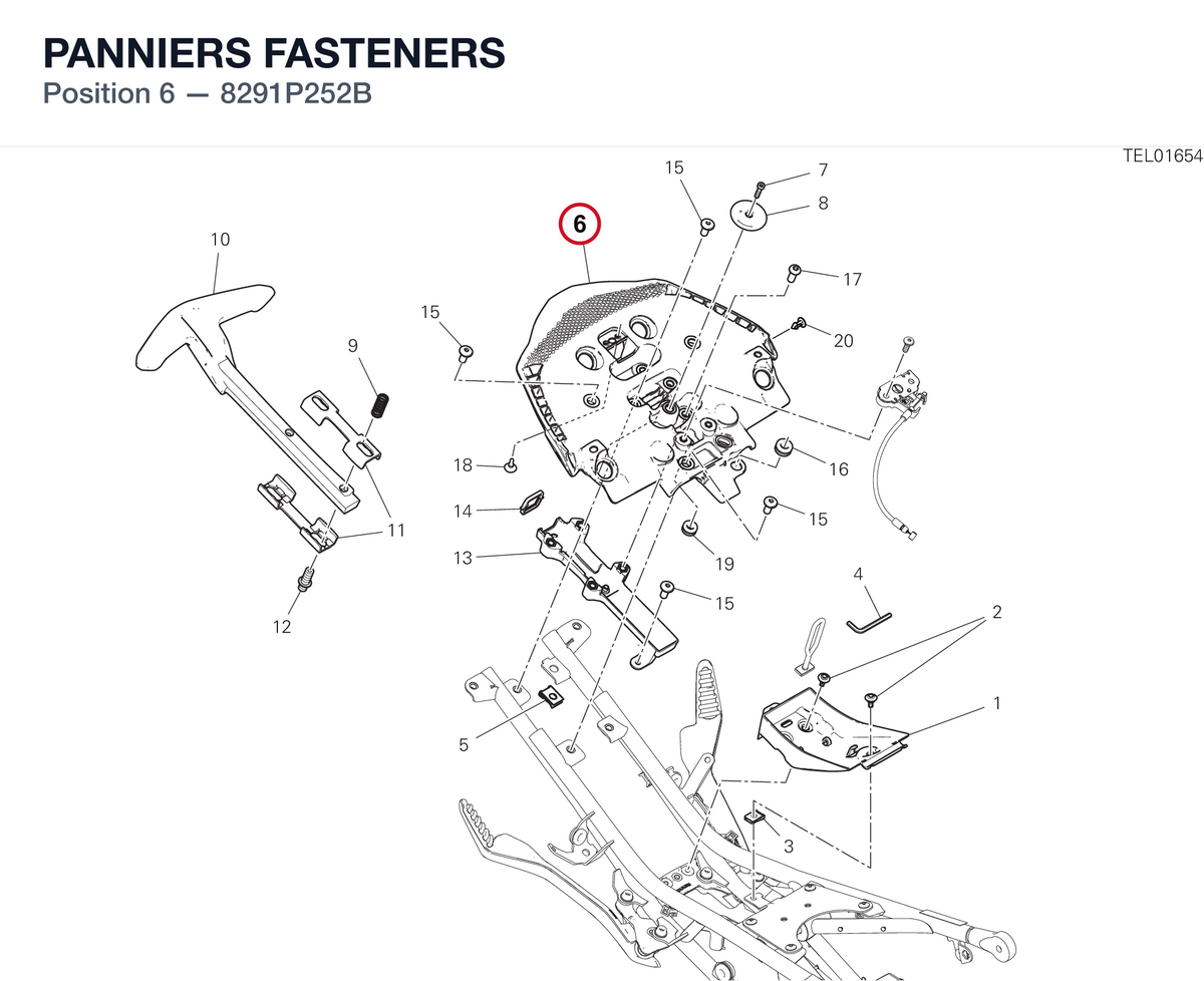 PANNIERS FASTENERS 8291P252B diagram position