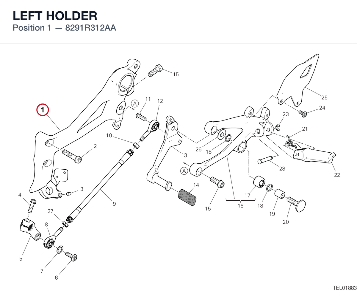 LEFT HOLDER 8291R312AA diagram position