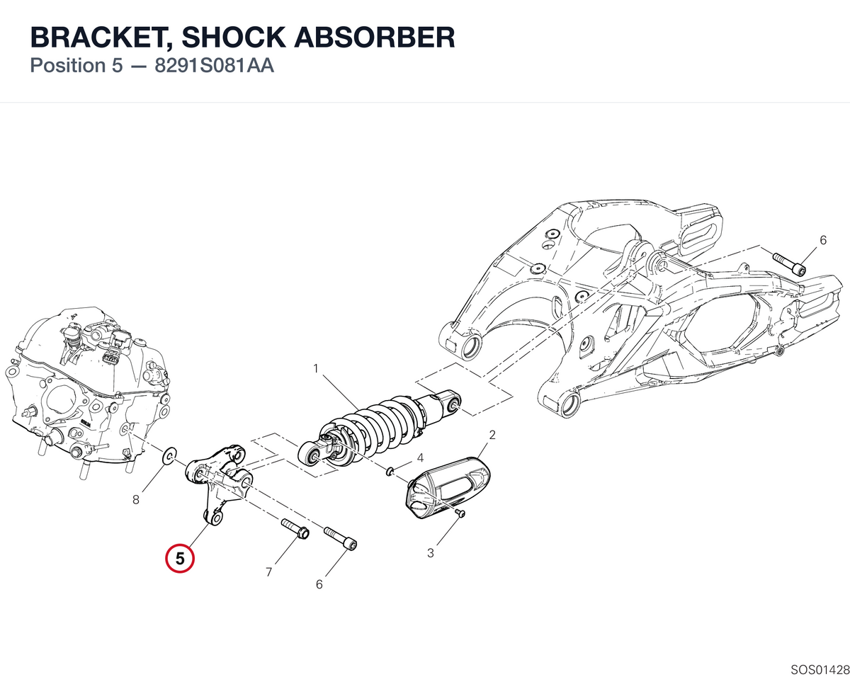 BRACKET, SHOCK ABSORBER 8291S081AA diagram position