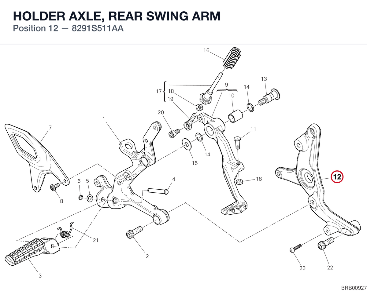 HOLDER AXLE, REAR SWING ARM 8291S511AA diagram position