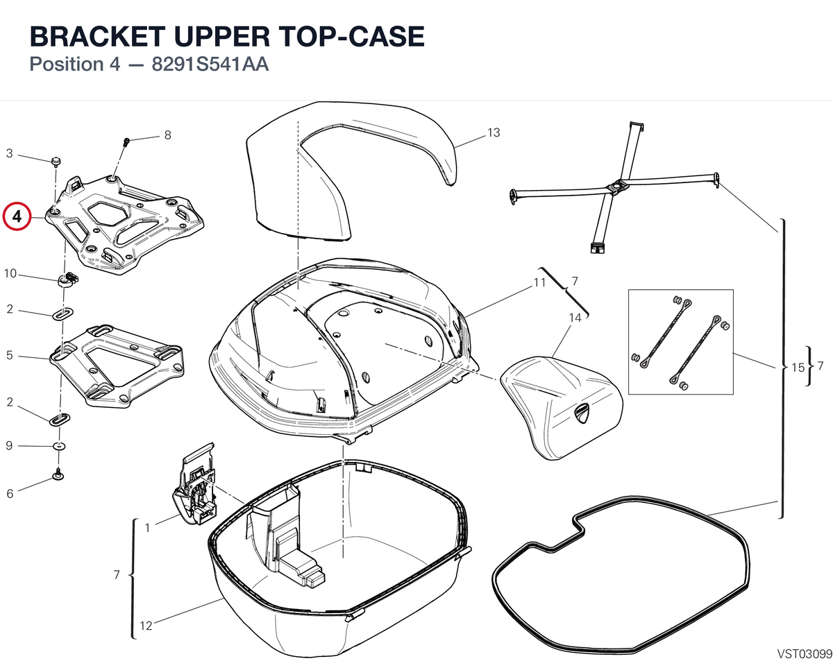 BRACKET UPPER TOP-CASE 8291S541AA diagram position