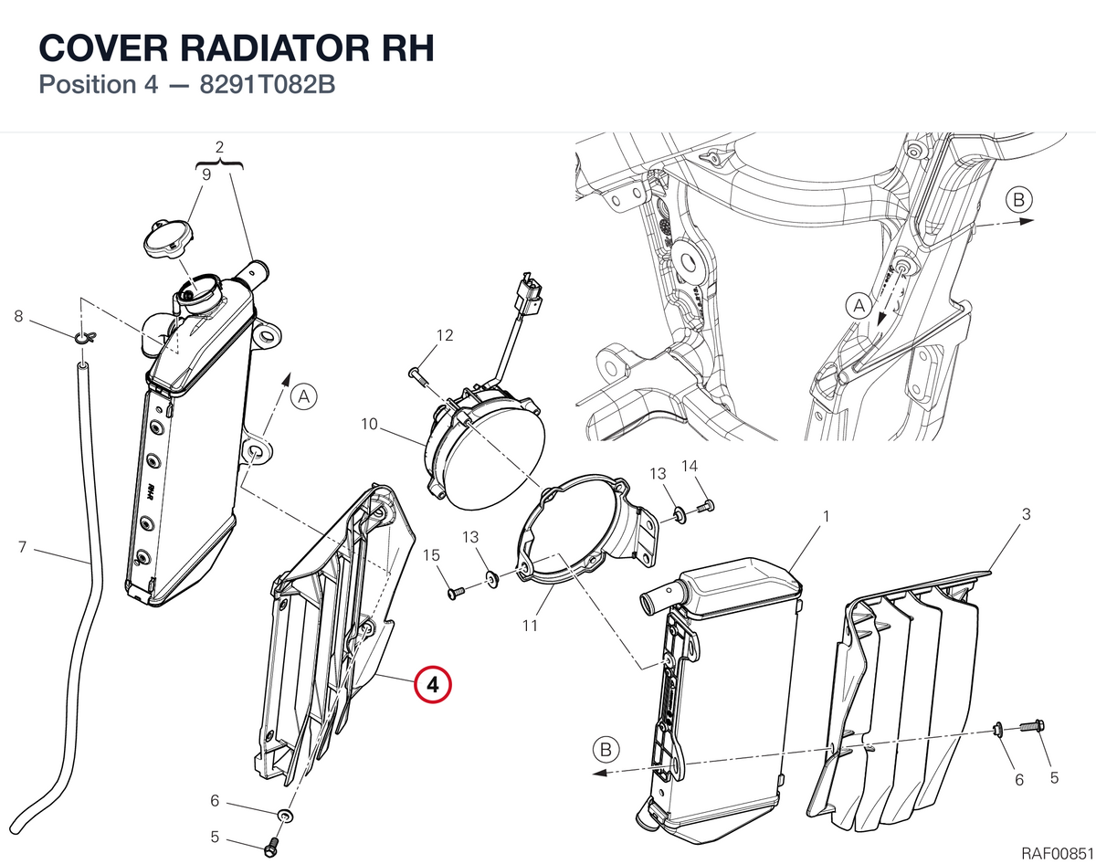 COVER RADIATOR RH 8291T082B diagram position