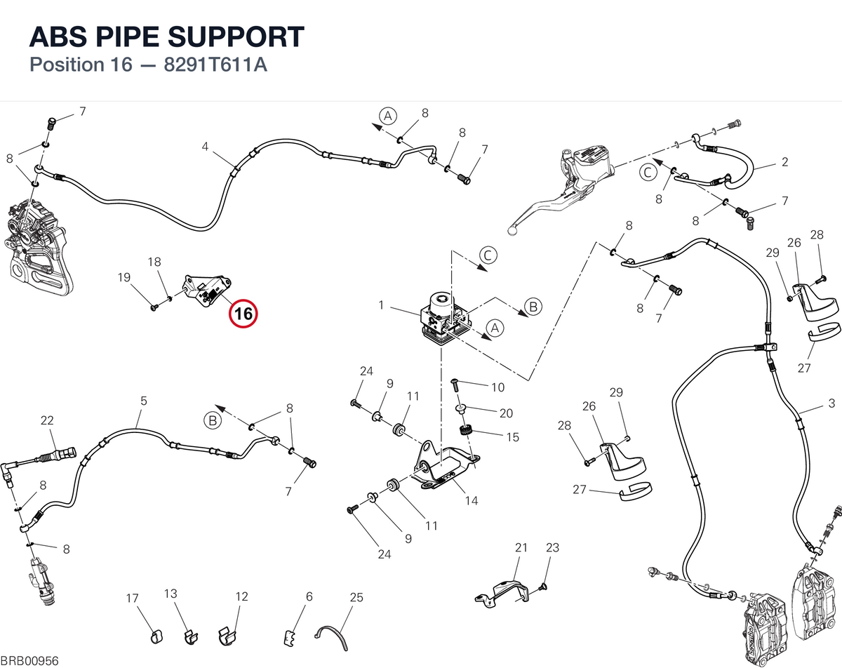 ABS PIPE SUPPORT 8291T611A diagram position