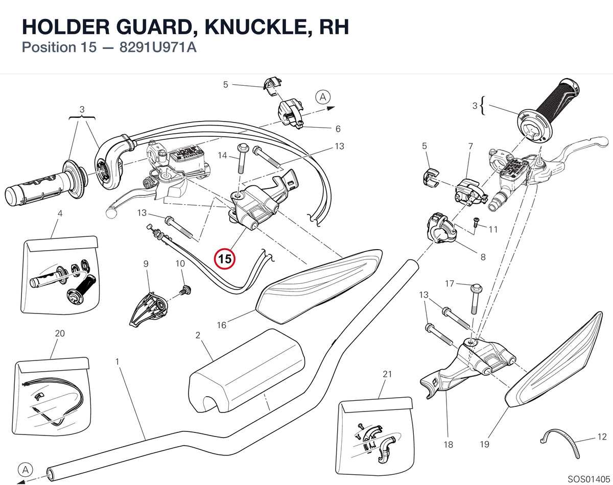 HOLDER GUARD, KNUCKLE, RH 8291U971A diagram position