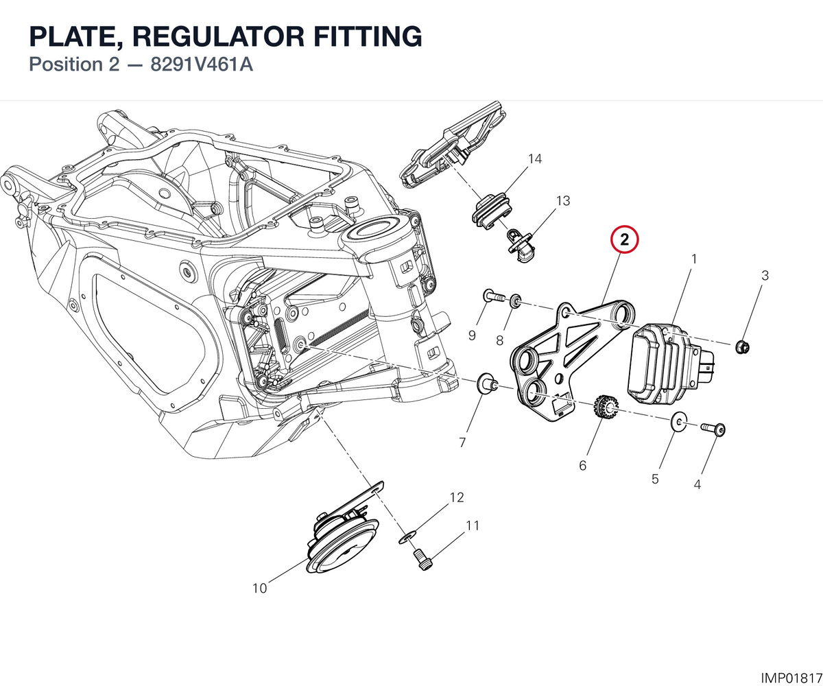PLATE, REGULATOR FITTING 8291V461A diagram position