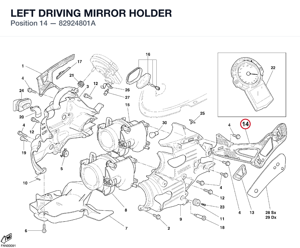 LEFT DRIVING MIRROR HOLDER