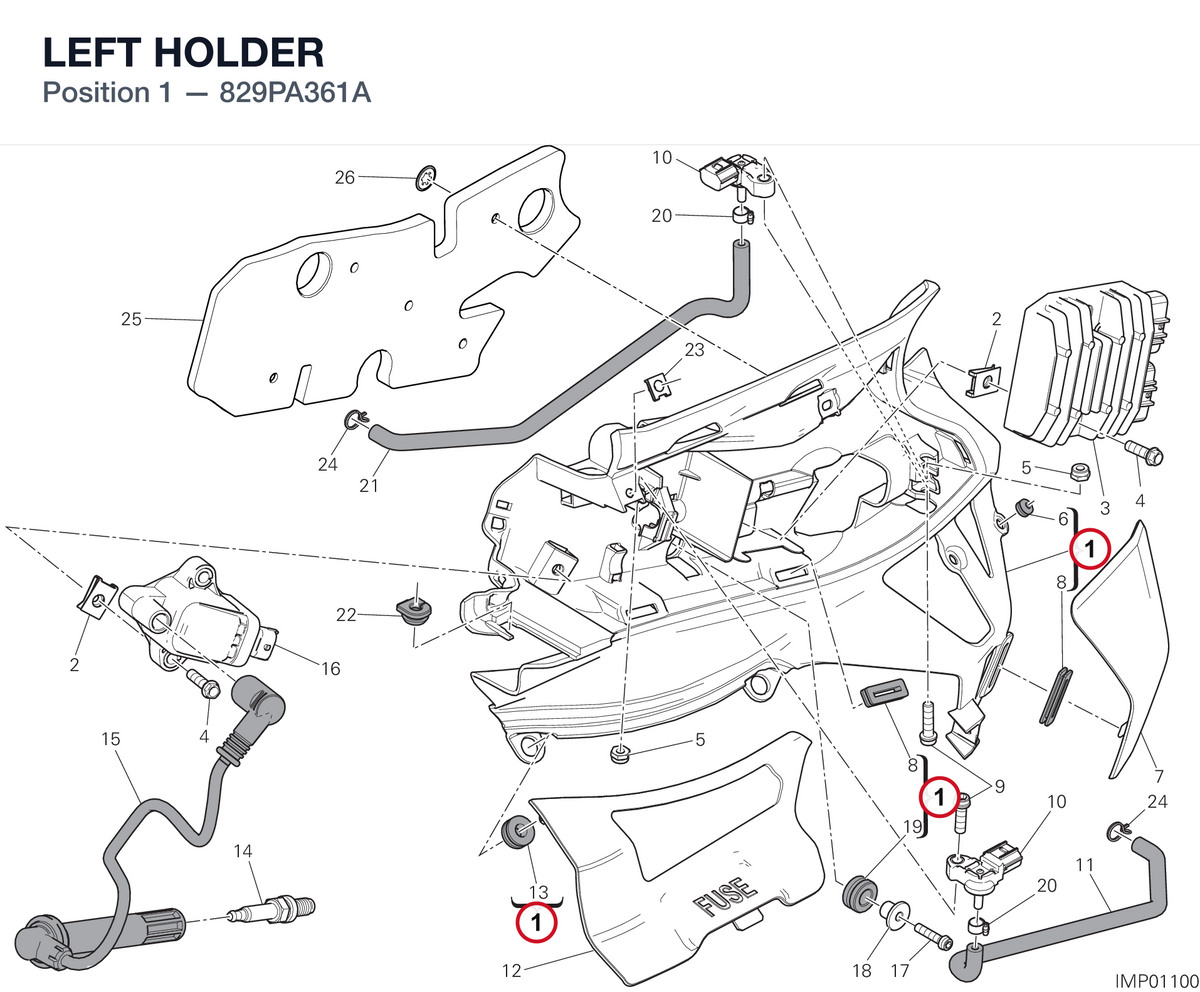 LEFT HOLDER 829PA361A diagram position