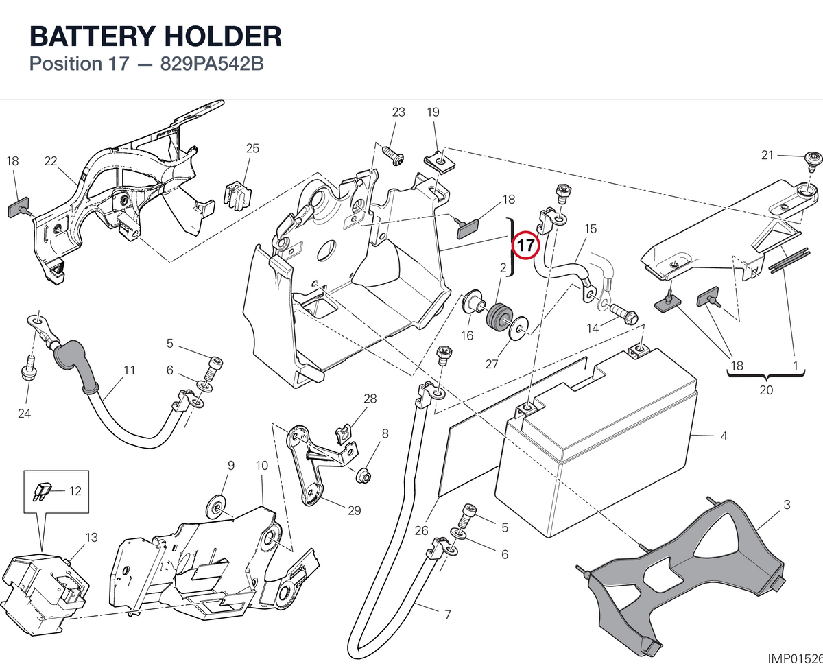 BATTERY HOLDER 829PA542B diagram position