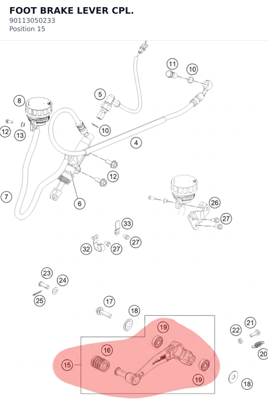 Diagram preview: FOOT BRAKE LEVER CPL. (90113050233)