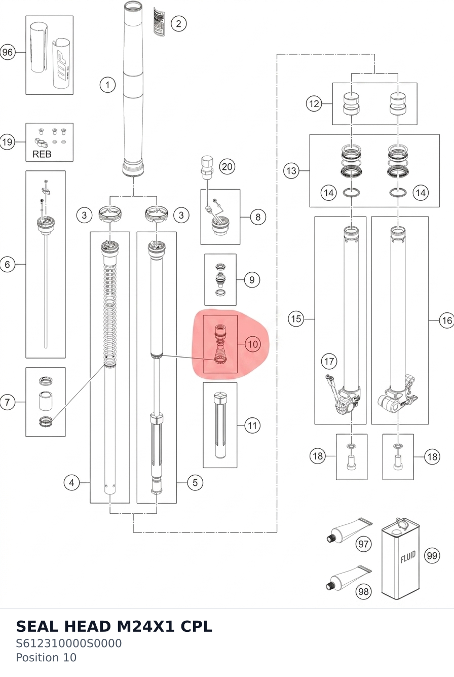 Diagram preview: SEAL HEAD M24X1 CPL (S612310000S0000)