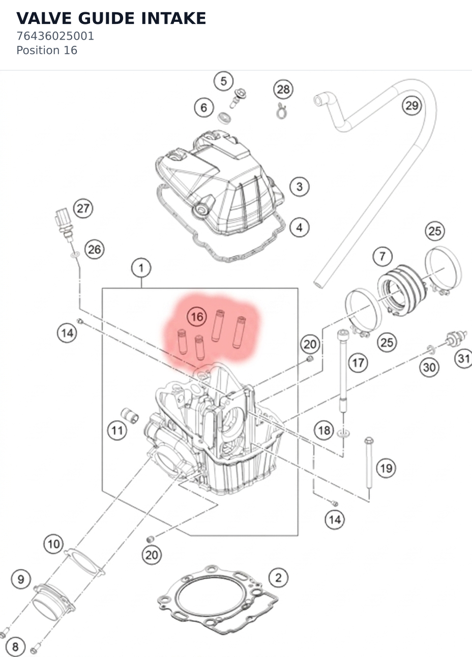Diagram preview: VALVE GUIDE INTAKE (76436025001)