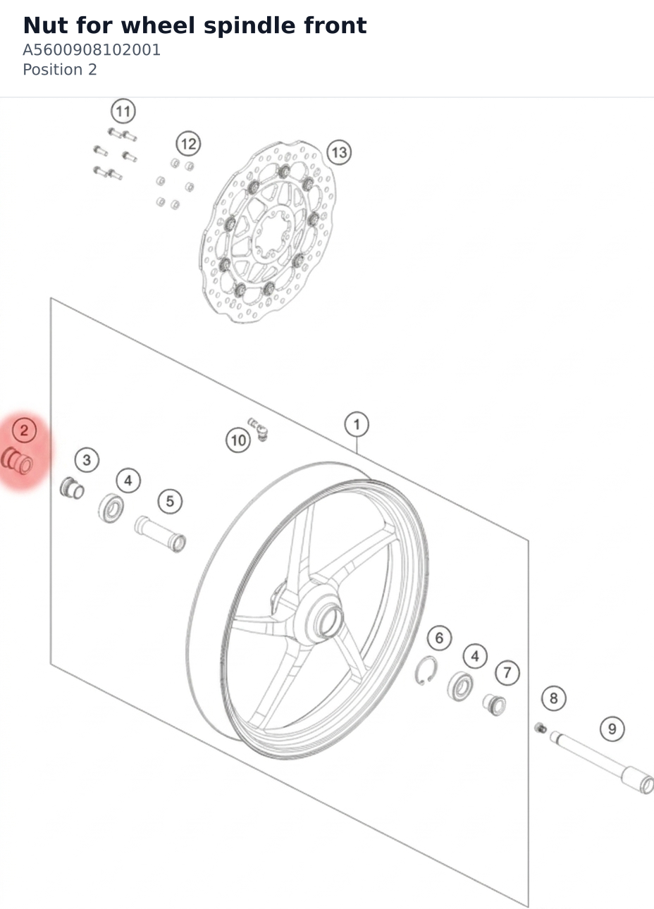 Diagram preview: Nut for wheel spindle front (A5600908102001)