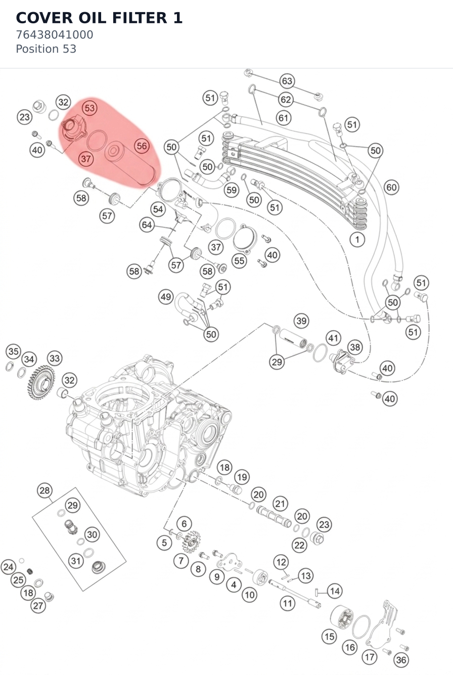 Diagram preview: COVER OIL FILTER 1 (76438041000)