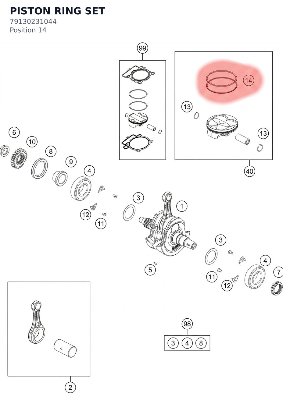 Diagram preview: PISTON RING SET (79130231044)
