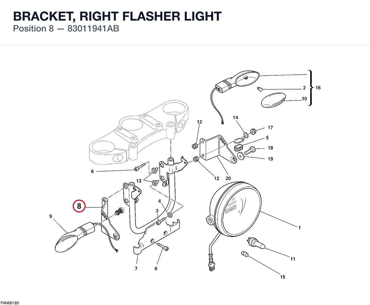 BRACKET, RIGHT FLASHER LIGHT 83011941AB diagram position
