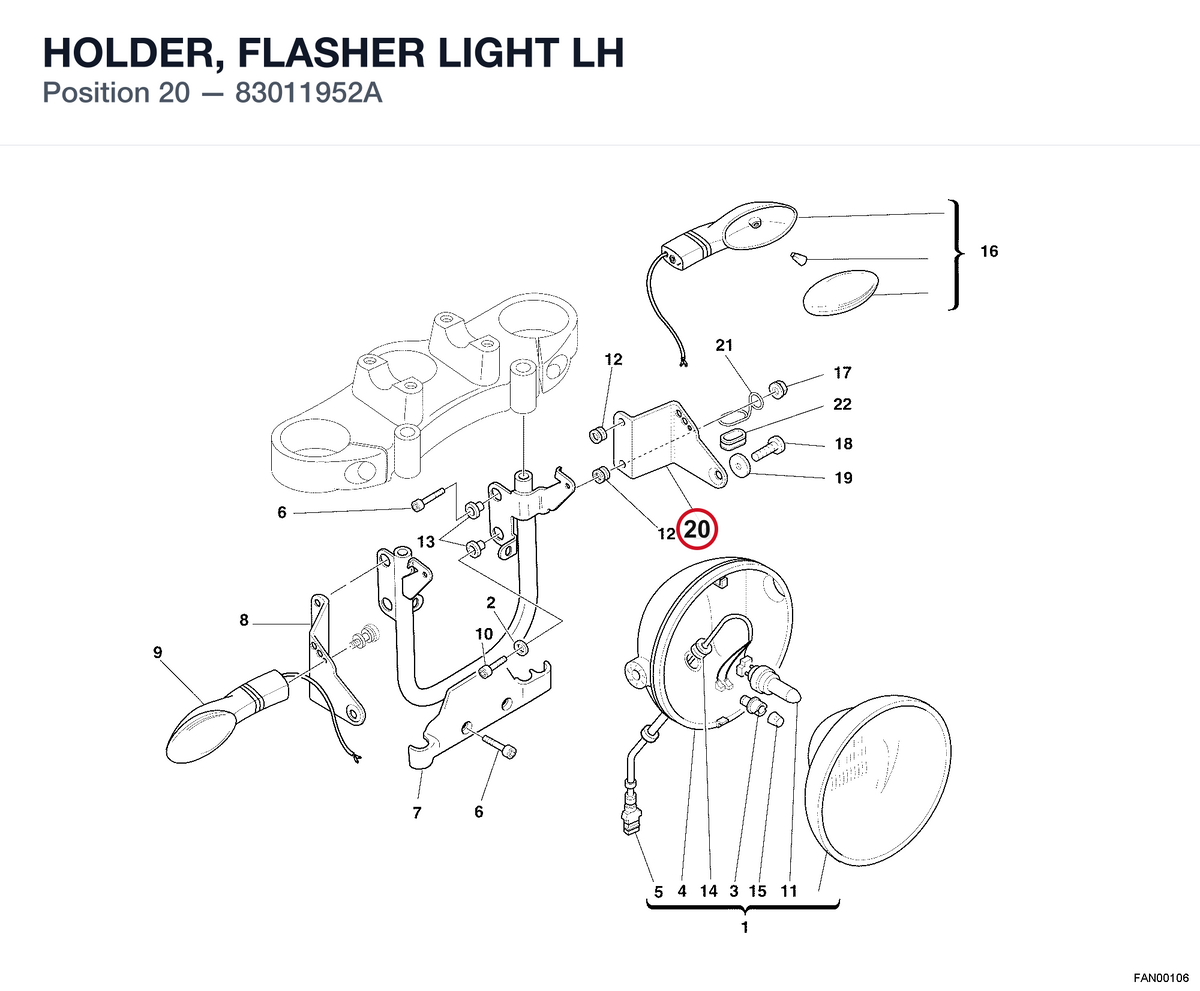 HOLDER, FLASHER LIGHT LH 83011952A diagram position