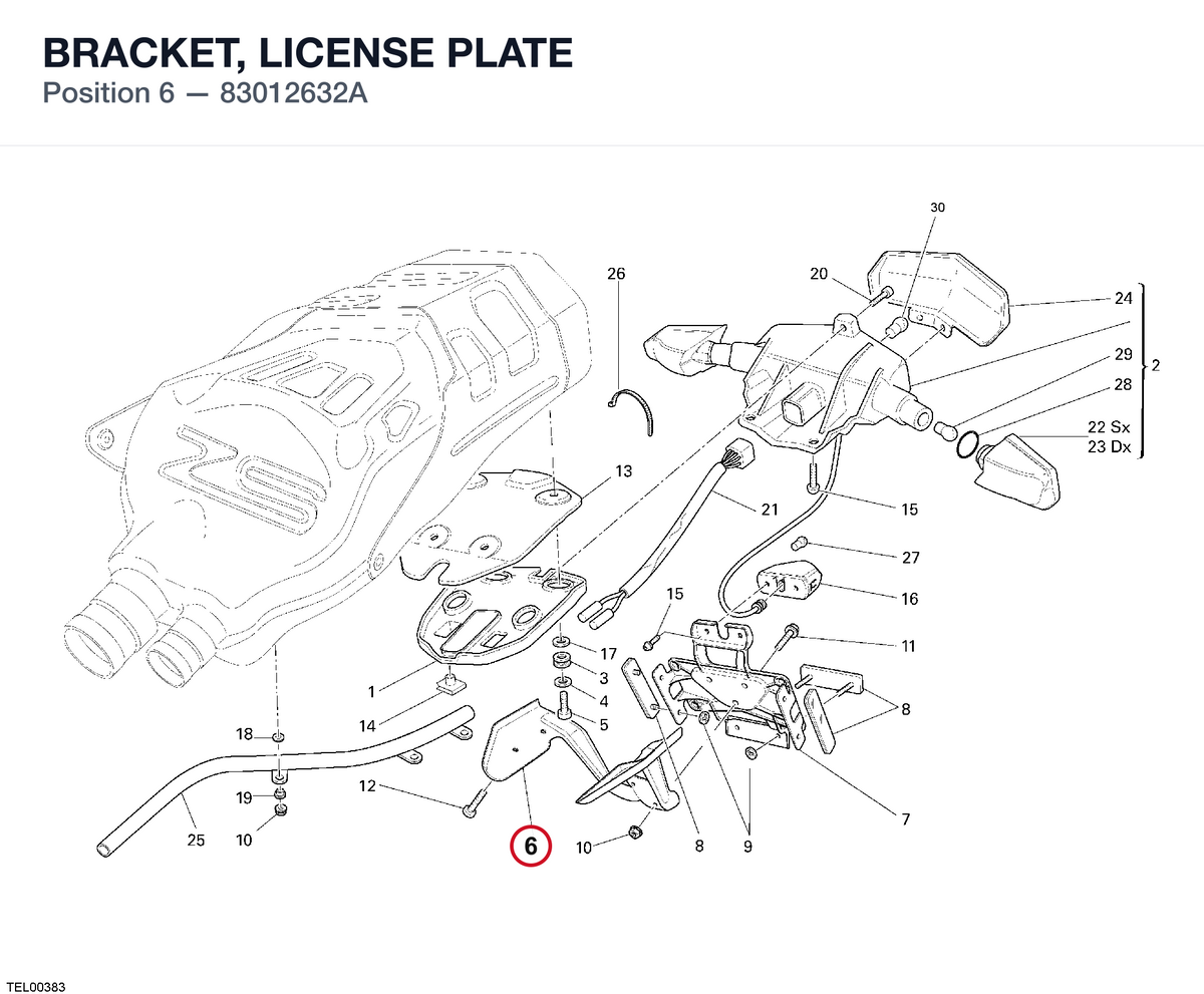BRACKET, LICENSE PLATE 83012632A diagram position