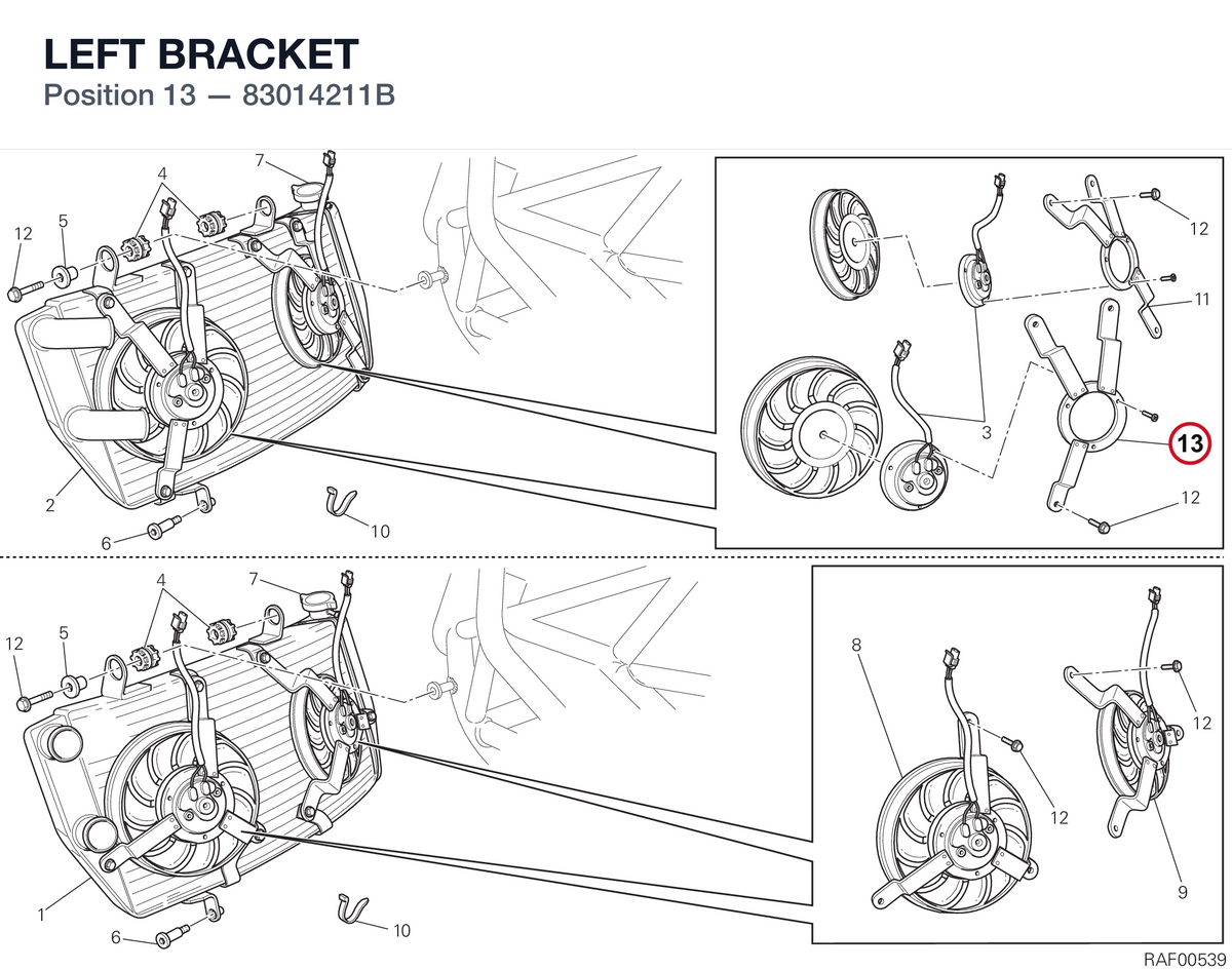 LEFT BRACKET 83014211B diagram position