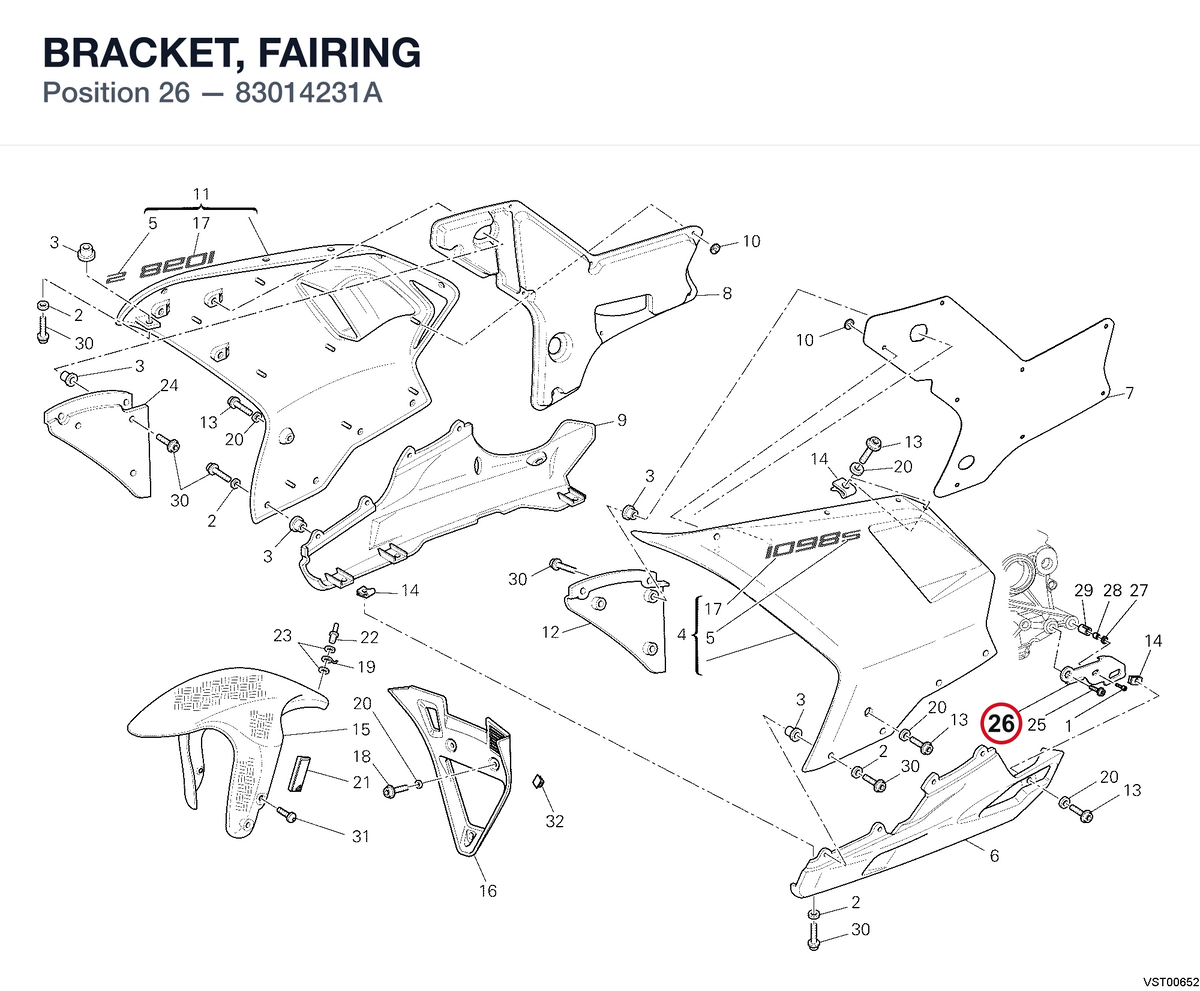 BRACKET, FAIRING 83014231A diagram position