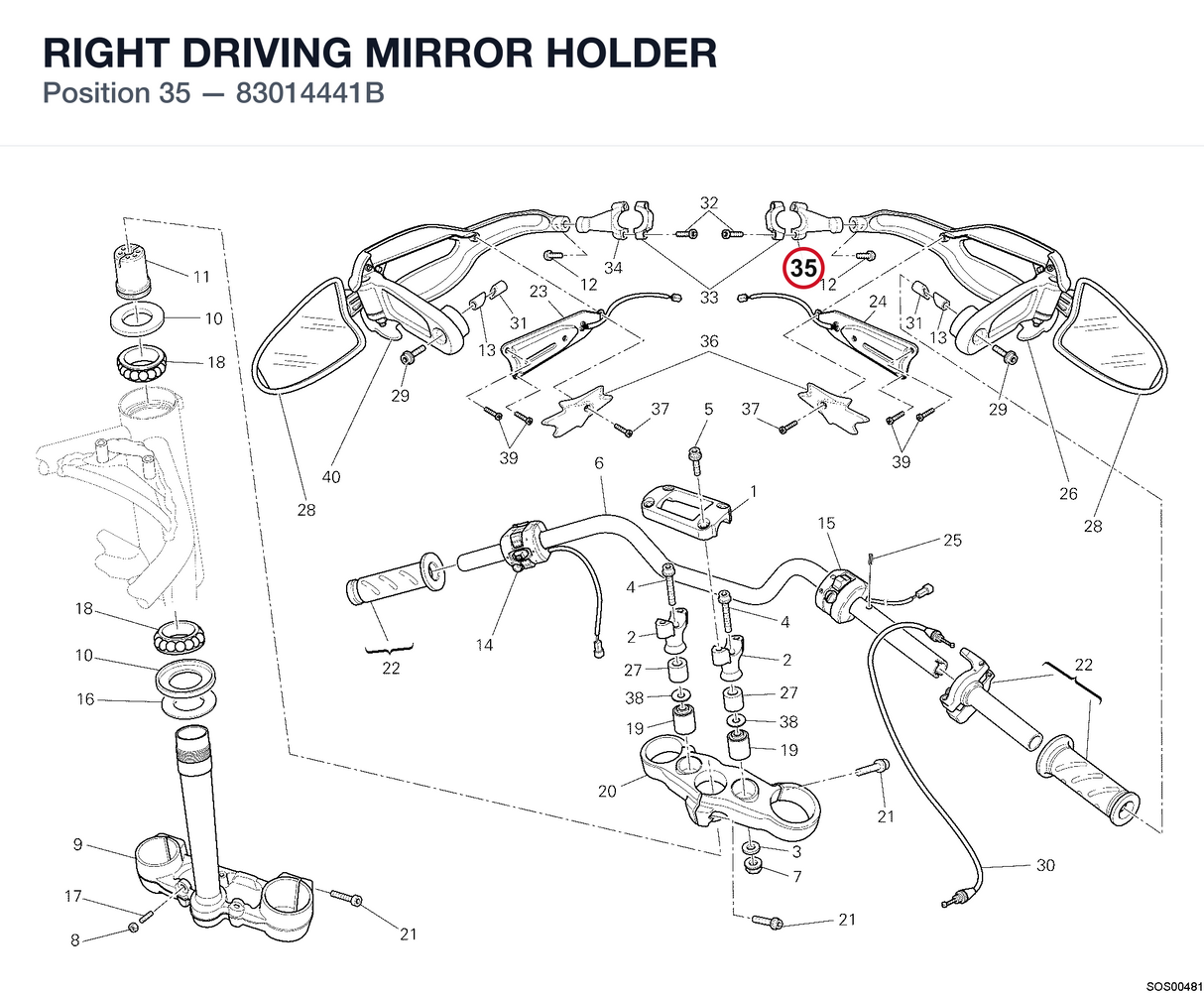 RIGHT DRIVING MIRROR HOLDER 83014441B diagram position