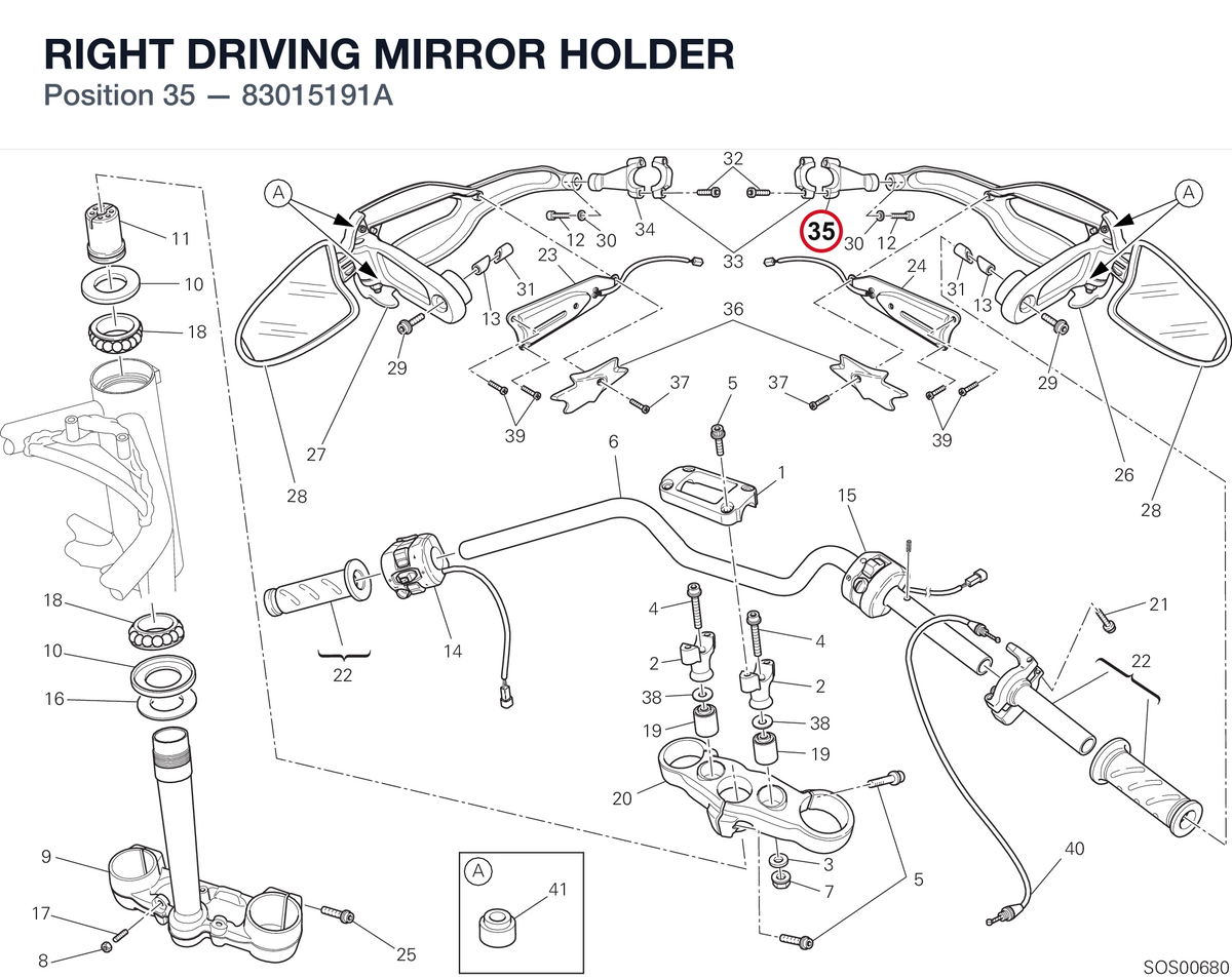 RIGHT DRIVING MIRROR HOLDER 83015191A diagram position
