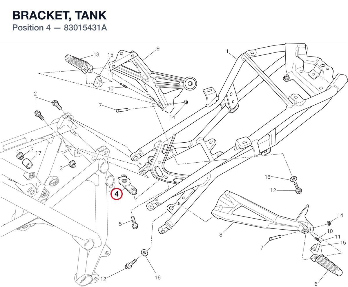 BRACKET, TANK 83015431A diagram position