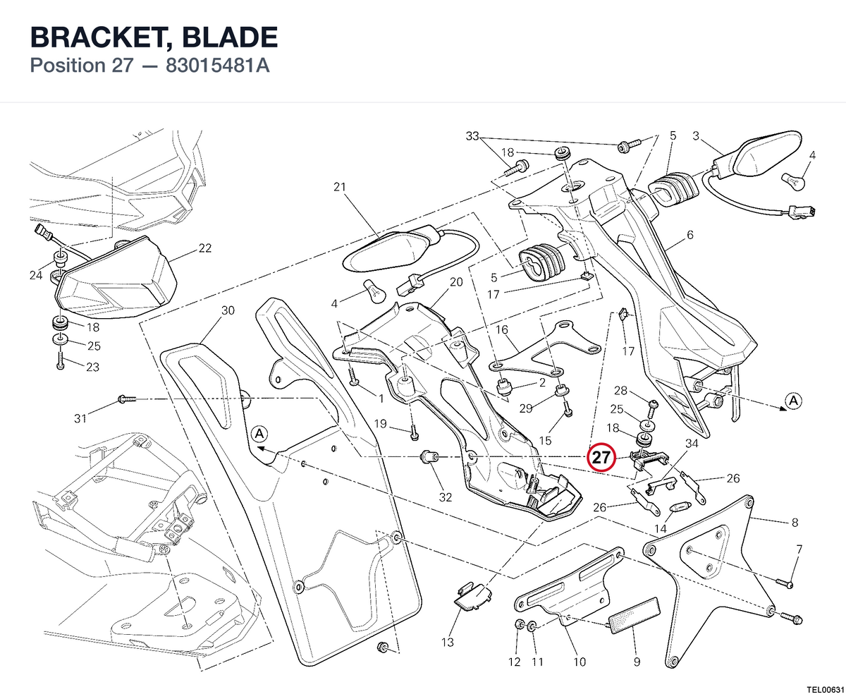 BRACKET, BLADE 83015481A diagram position