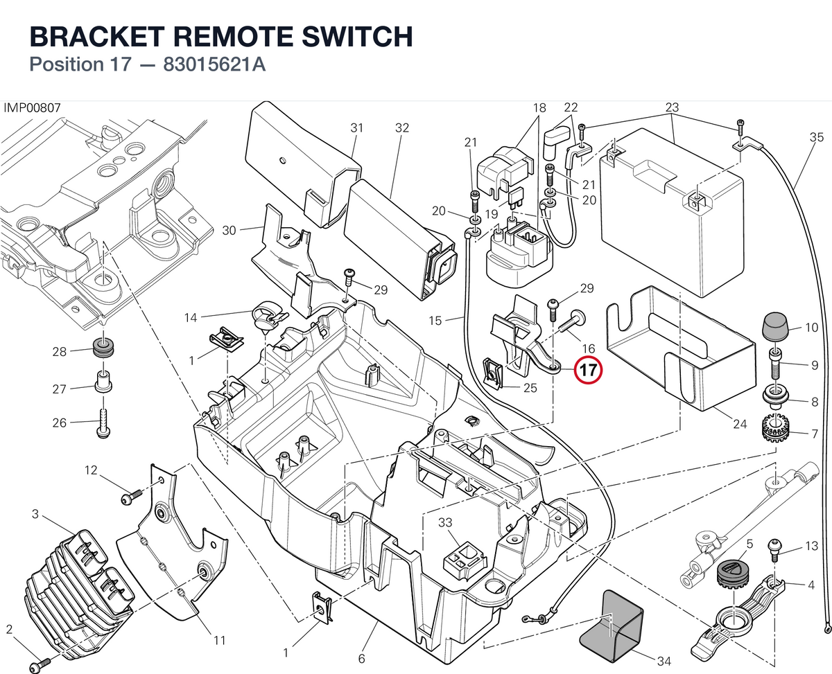 BRACKET REMOTE SWITCH 83015621A diagram position