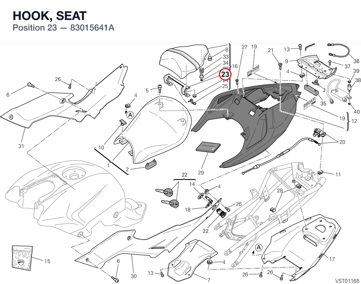 HOOK, SEAT 83015641A diagram position