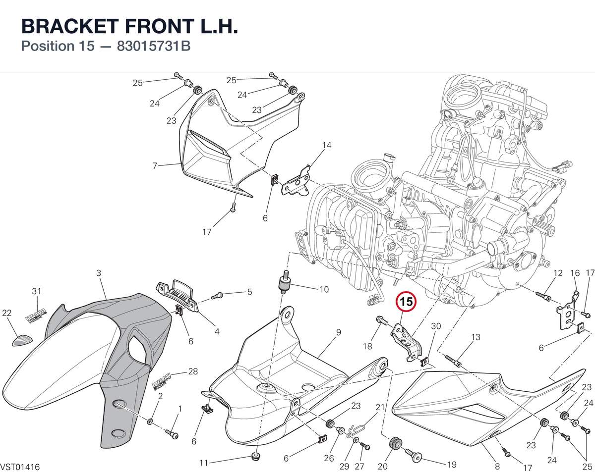 BRACKET FRONT L.H. 83015731B diagram position