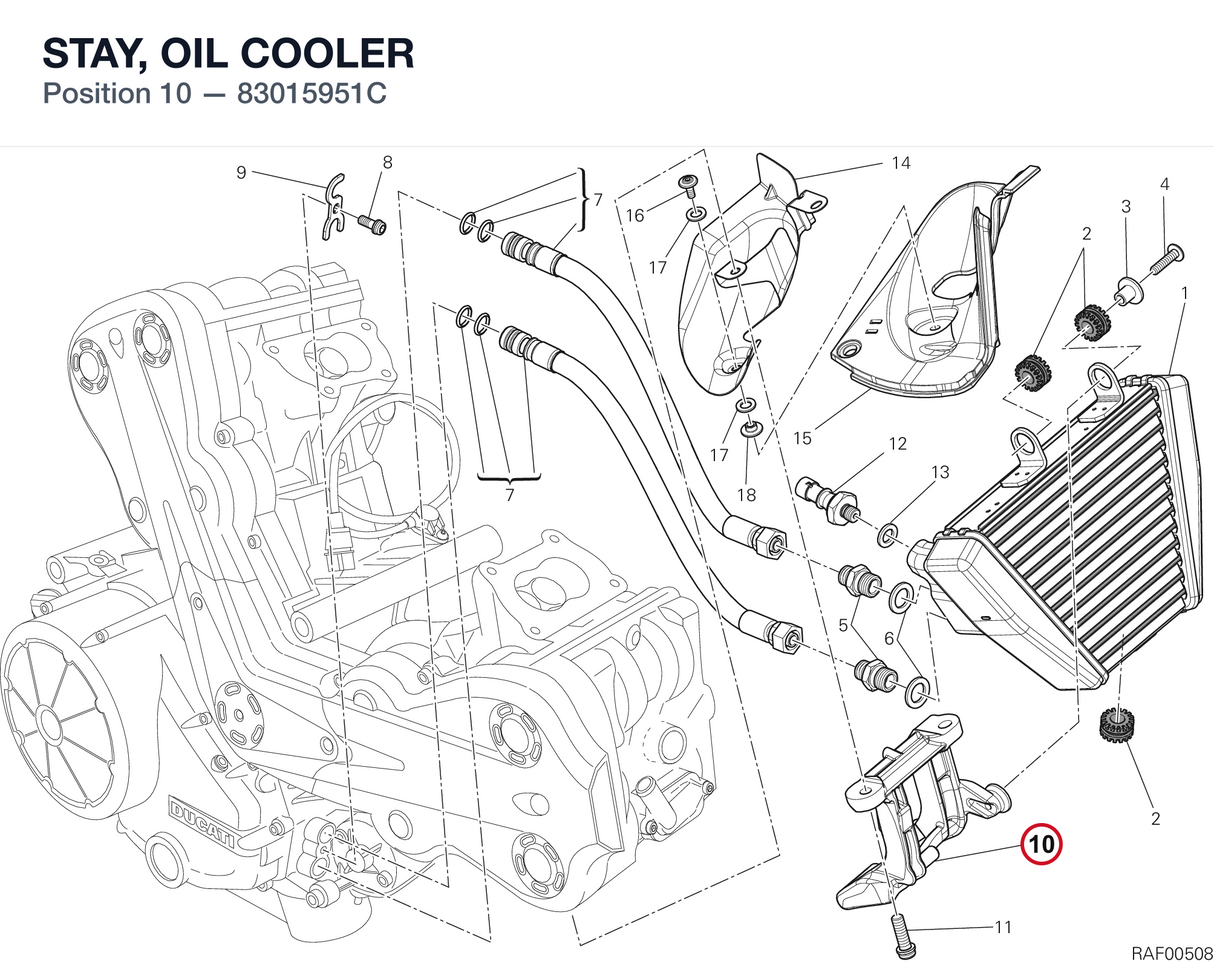 STAY, OIL COOLER 83015951C diagram position