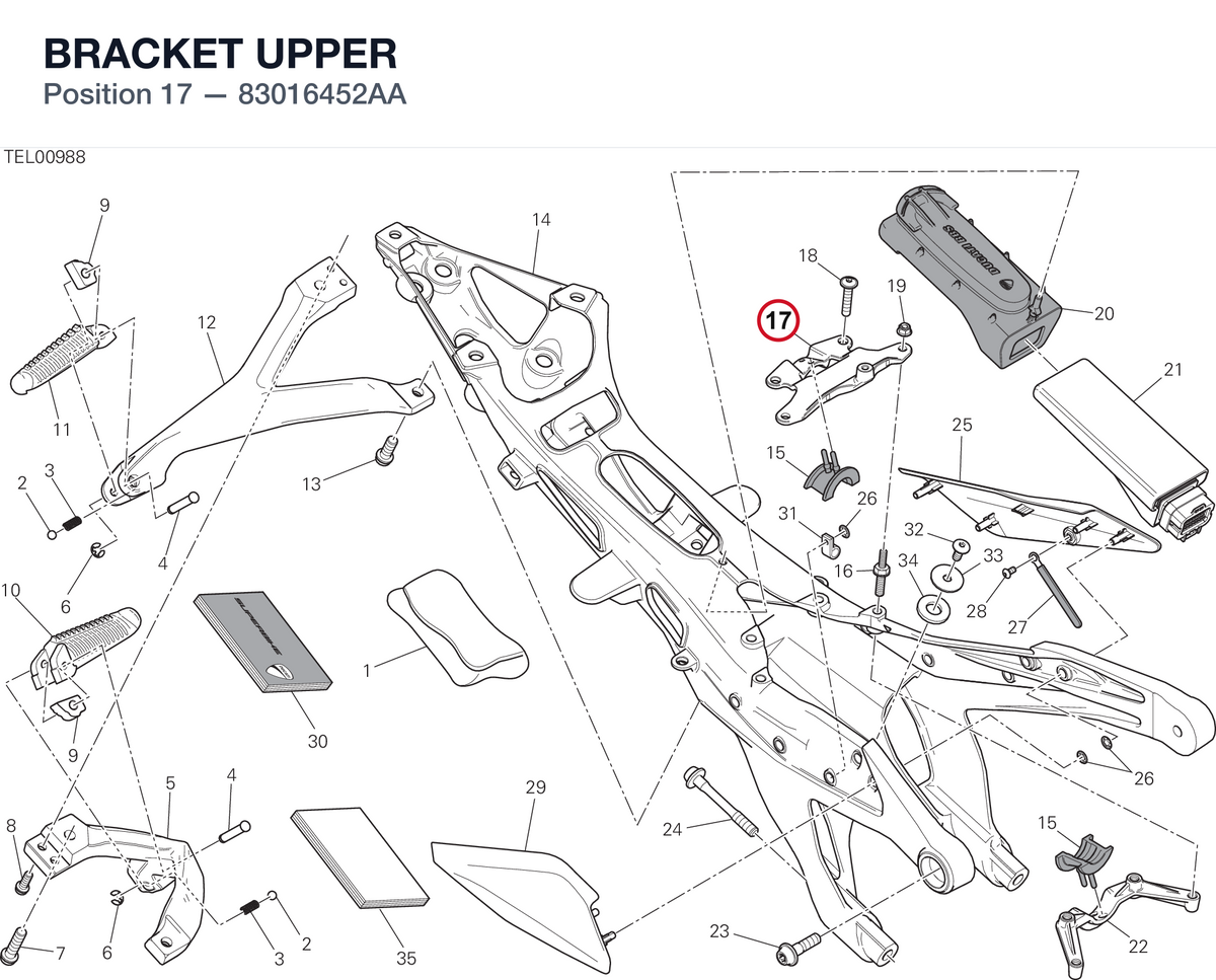BRACKET UPPER 83016452AA diagram position