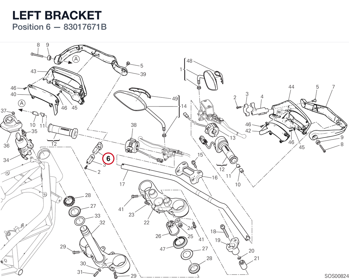 LEFT BRACKET 83017671B diagram position