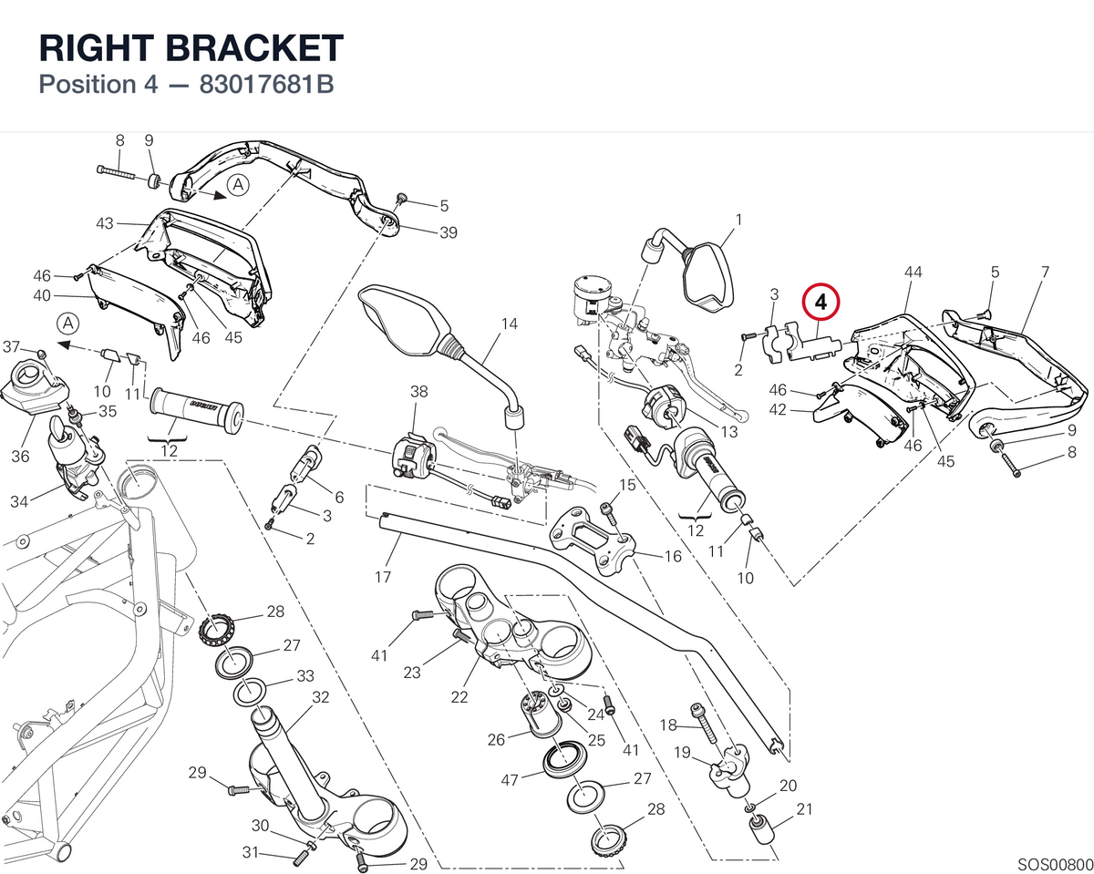 RIGHT BRACKET 83017681B diagram position