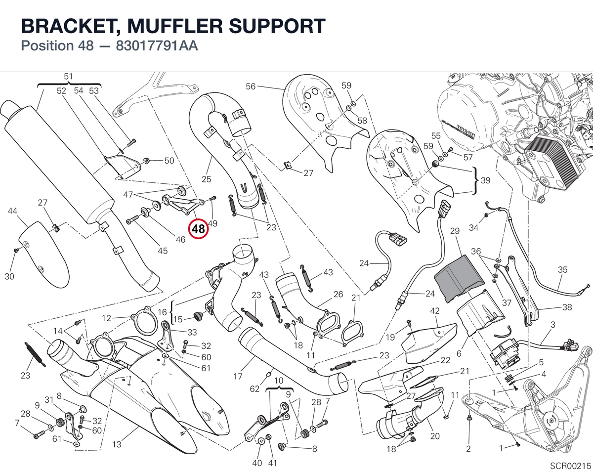BRACKET, MUFFLER SUPPORT 83017791AA diagram position
