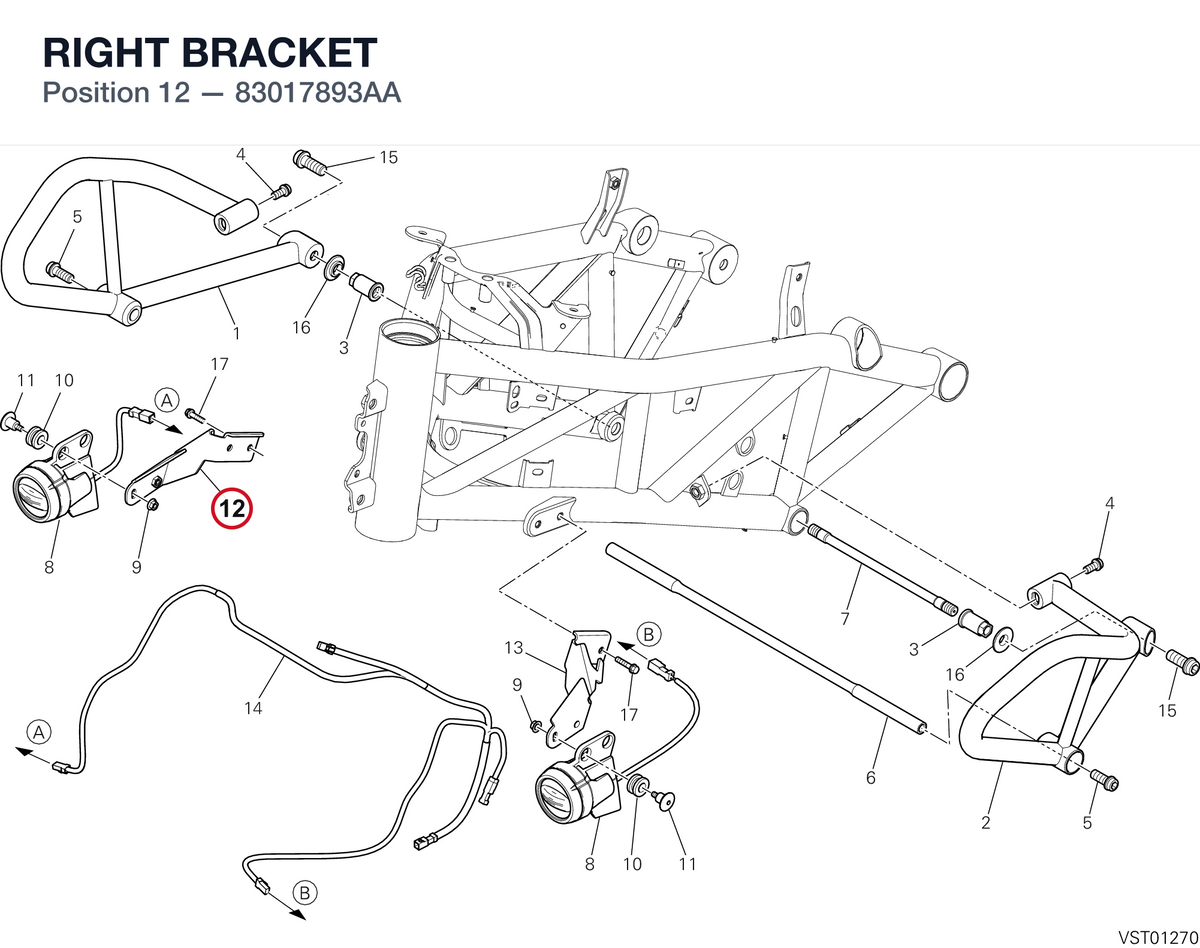 RIGHT BRACKET 83017893AA diagram position
