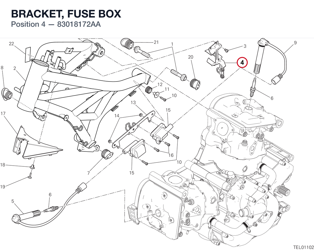 BRACKET, FUSE BOX 83018172AA diagram position