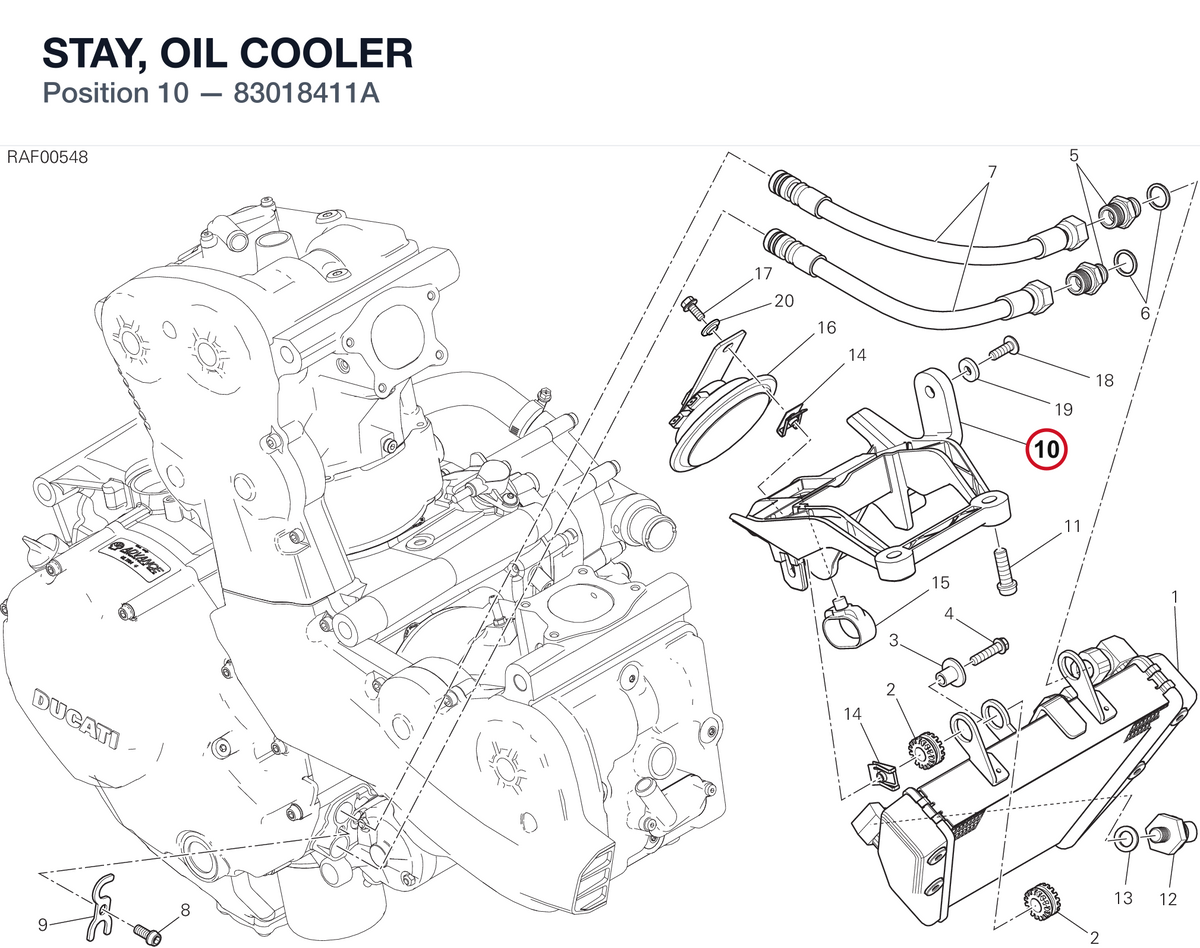 STAY, OIL COOLER 83018411A diagram position
