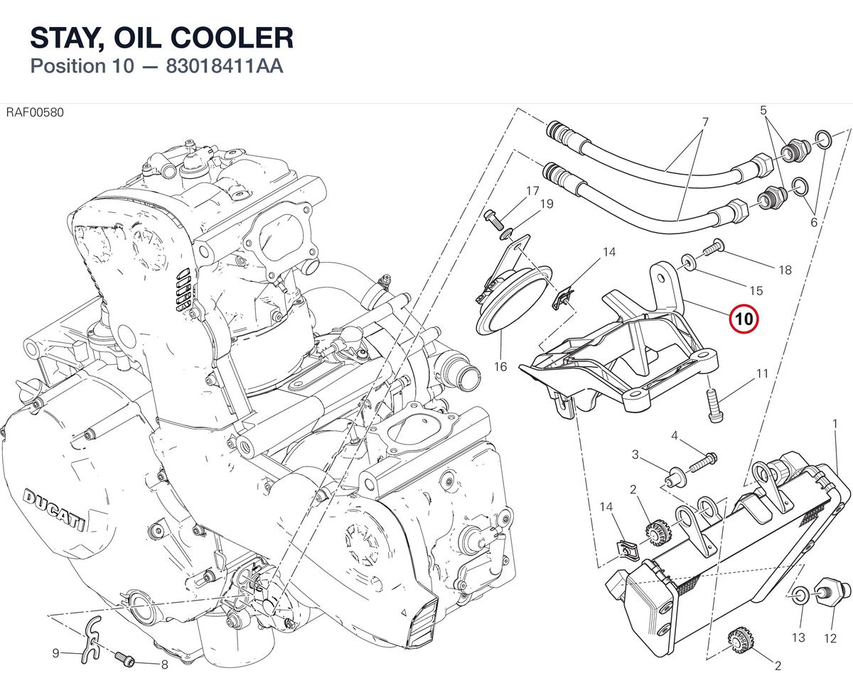 STAY, OIL COOLER 83018411AA diagram position