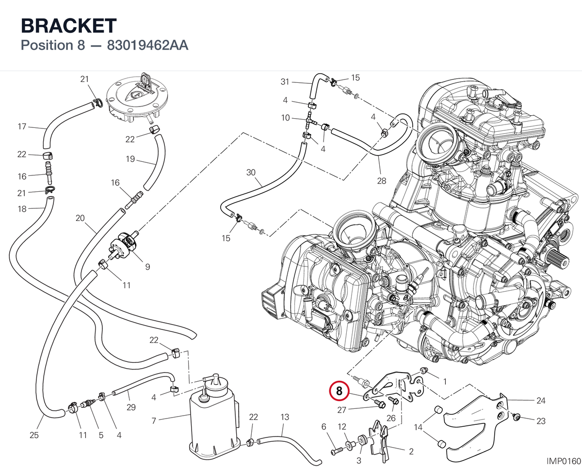 BRACKET 83019462AA diagram position