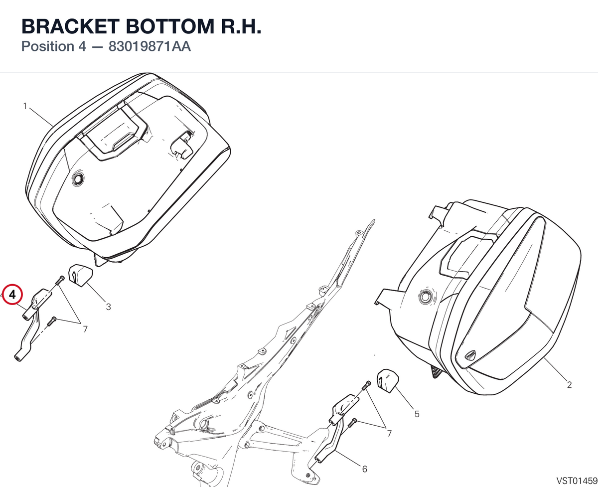 BRACKET BOTTOM R.H. 83019871AA diagram position