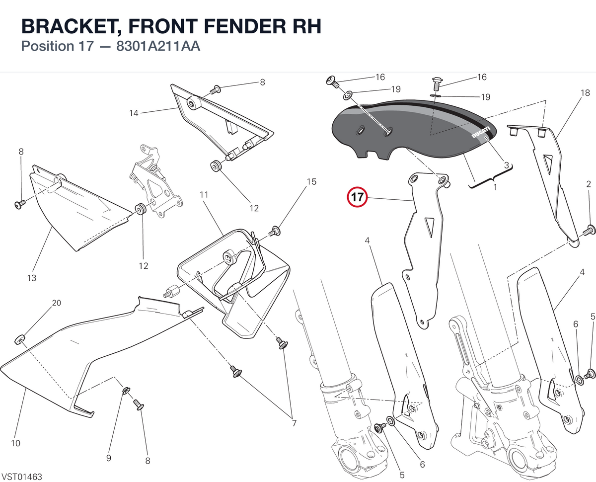 BRACKET, FRONT FENDER RH 8301A211AA diagram position
