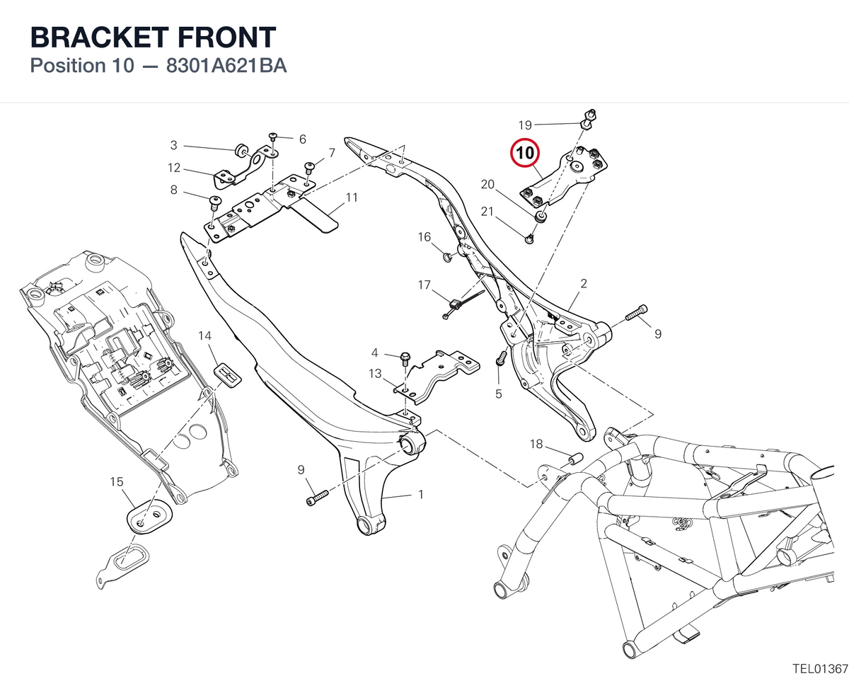 BRACKET FRONT 8301A621BA diagram position