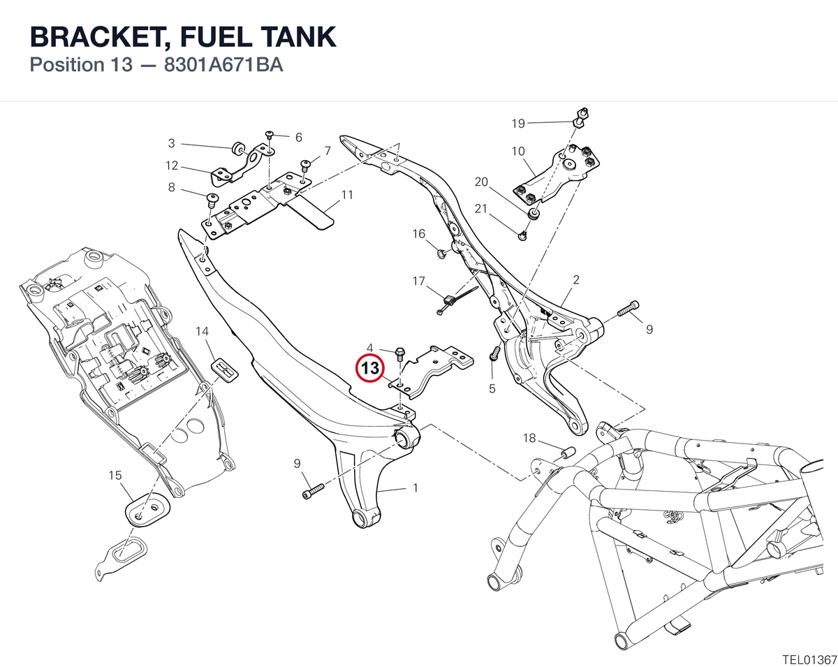 BRACKET, FUEL TANK 8301A671BA diagram position