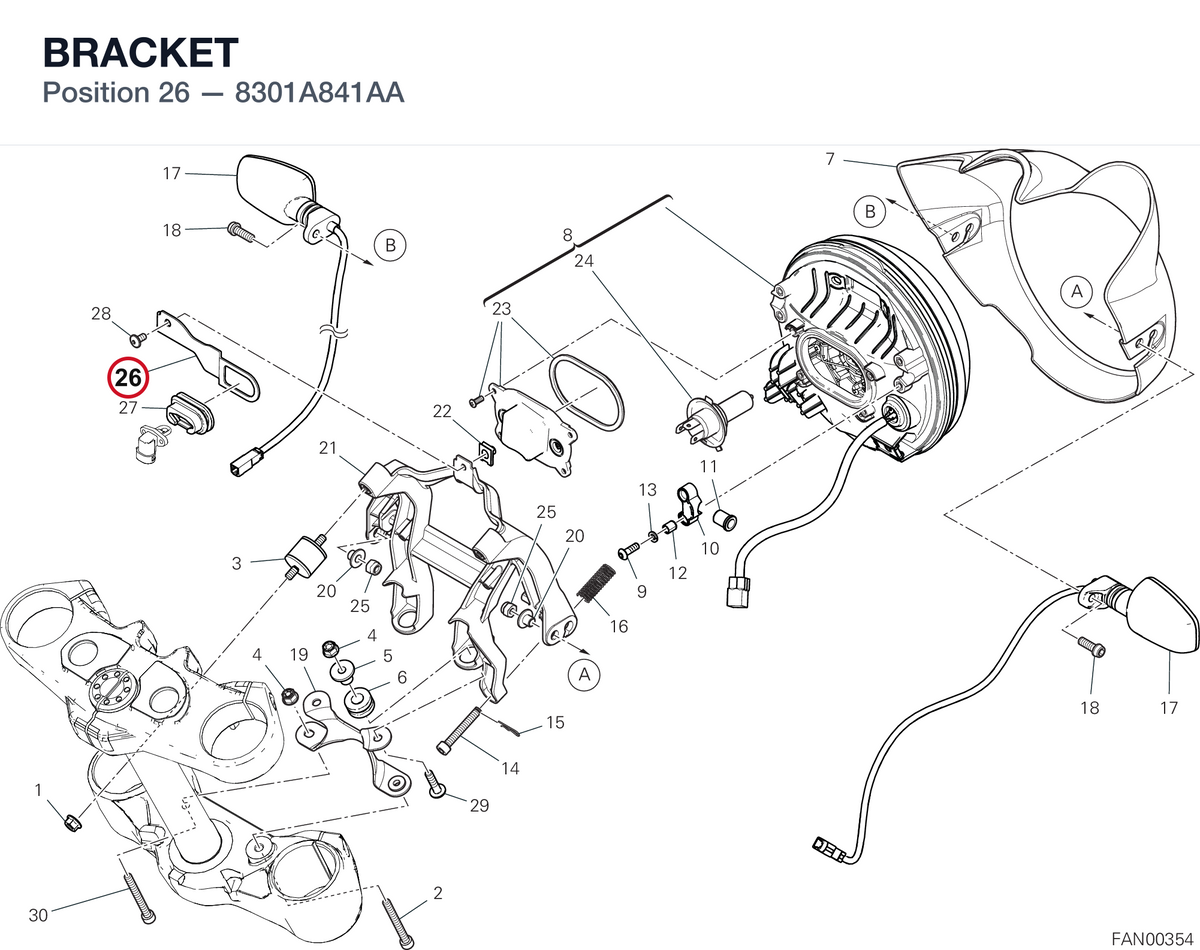 BRACKET 8301A841AA diagram position
